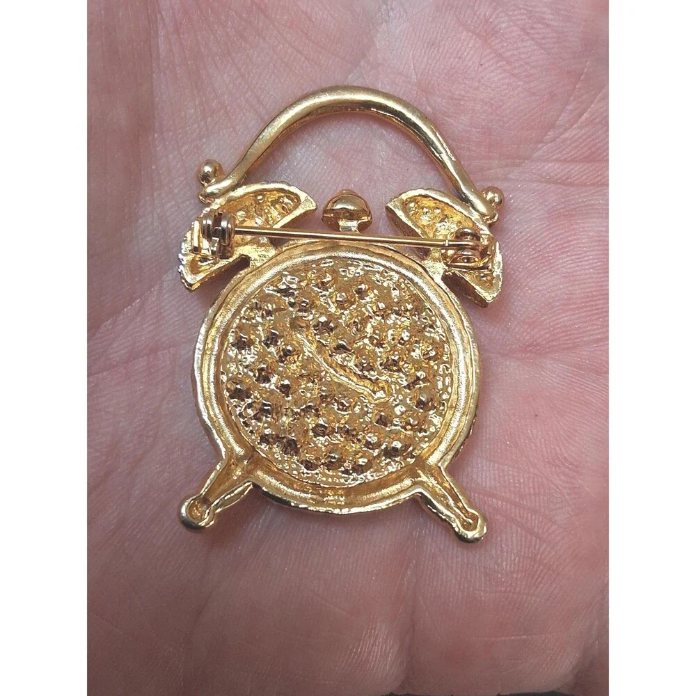 Vintage Rhinestone Clock Brooch